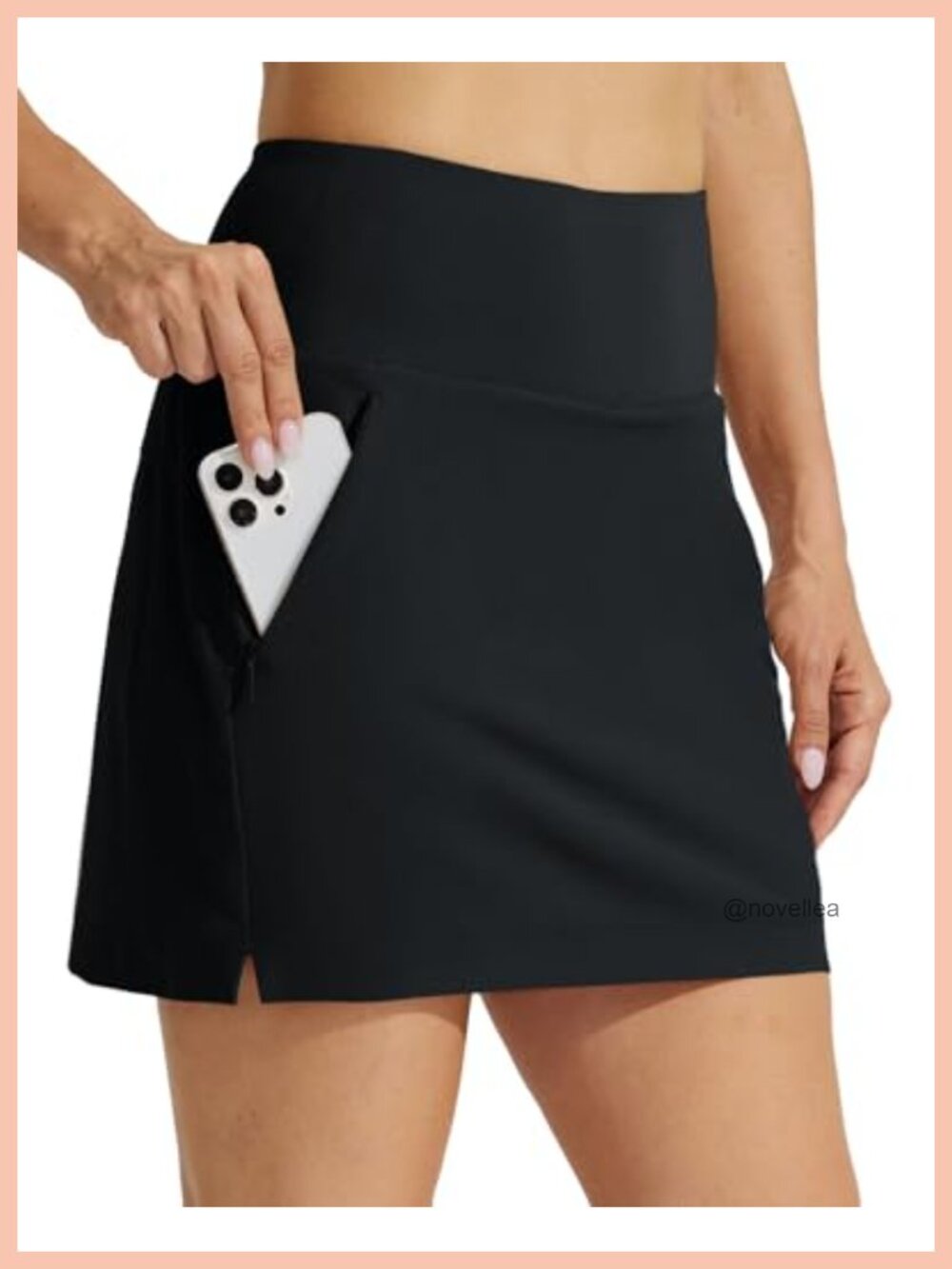 High Waisted Golf Skort with Zipper Pockets and Built-in Mesh Shorts